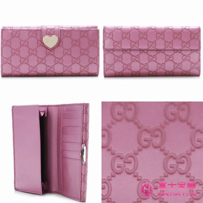 GUCCI/グッチ 2012年春夏新作HEARTグッチシマGG柄ハートディテール2つ折りフラップ長財布 203550 AHB1G 5517 
